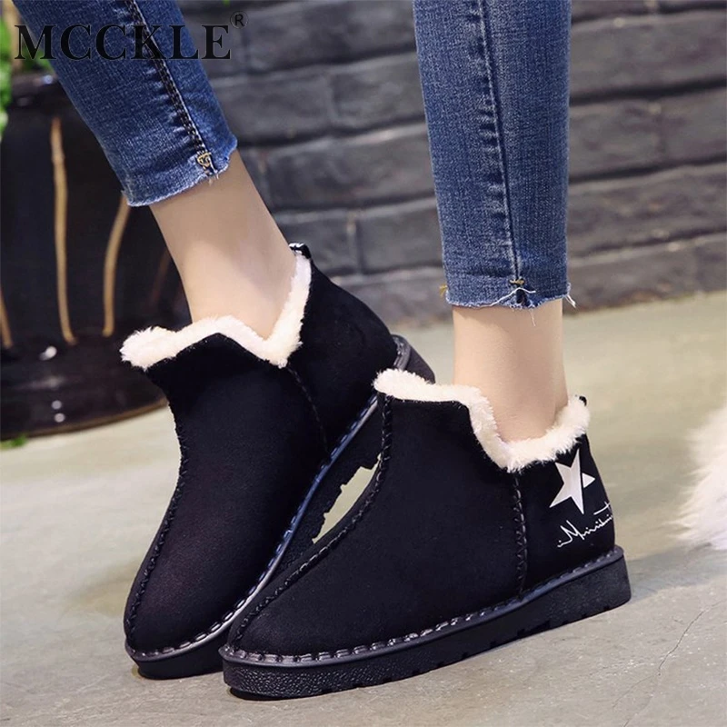 MCCKLE Women's Flock Warm Snow Boots Ladies Short Plush Platform Ankle Boot Sewing Print Korean Students Slip On Shoes Winter
MCCKLE Women's Flock Warm Snow Boots Ladies Short Plush Platform Ankle Boot Sewing Print Korean Students Slip On Shoes Winter