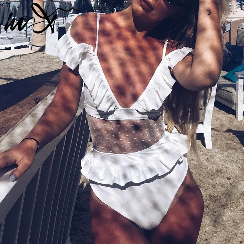 In-X Mesh transparent bikini 2019 Women bathing suit Ruffle white swimsuit one piece Female swimwear Brazil bikini Sexy biquini
In-X Mesh transparent bikini 2019 Women bathing suit Ruffle white swimsuit one piece Female swimwear Brazil bikini Sexy biquini