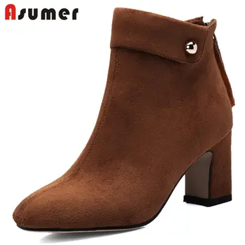 ASUMER BIG SIZE 34-43 2020 HOT fashion faux suede ankle boots women pointed toe thick high heels zipper autumn winter boots
ASUMER BIG SIZE 34-43 2020 HOT fashion faux suede ankle boots women pointed toe thick high heels zipper autumn winter boots