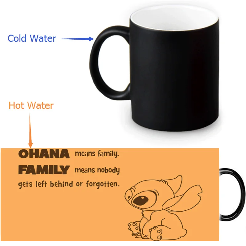 Lilo&Stitch Ohana Quote Mugs Heat Changing Color Tea Mug Transforming Black Magic Morphing Coffee Mug For Friend Gift 350ml
Lilo&Stitch Ohana Quote Mugs Heat Changing Color Tea Mug Transforming Black Magic Morphing Coffee Mug For Friend Gift 350ml