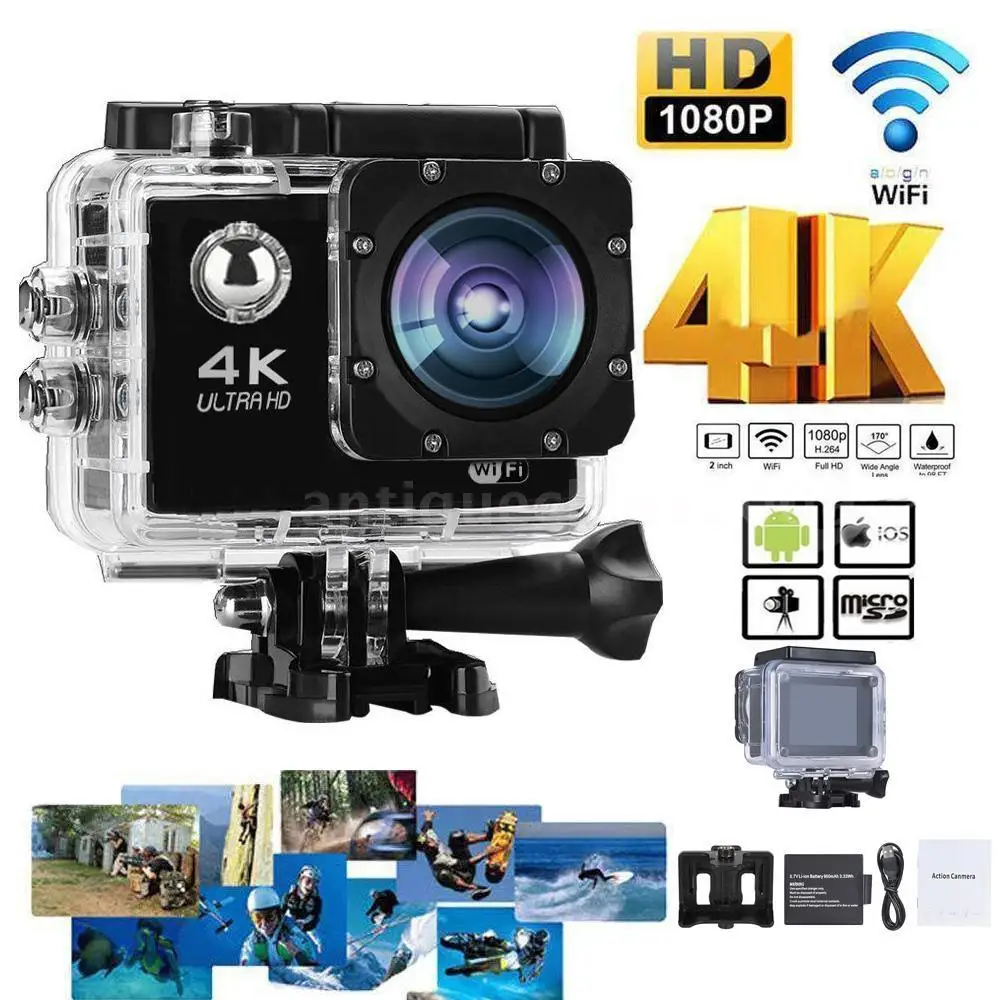 4K 30fps 16MP WiFi Action Sports Camera 1080P 60fps Full HD 4X Digital Zoom Diving 40m 170 Wide Angle Lens Sports Action Camera
4K 30fps 16MP WiFi Action Sports Camera 1080P 60fps Full HD 4X Digital Zoom Diving 40m 170 Wide Angle Lens Sports Action Camera