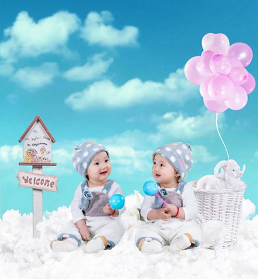 

5x7ft vinyl backdrops for photography background 200cm*150cm newborn photography props White cotton, pink balloon, sheep, bird