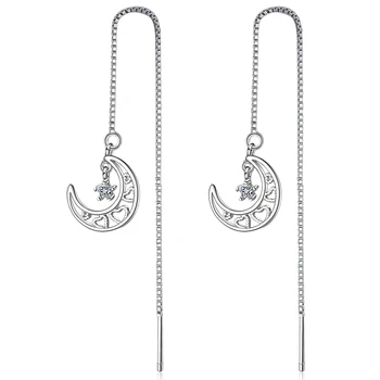 2019 New Star Moon With Crystal Pure 925 Sterling Silver Long Chain Earrings For Women Jewelry Pendientes Brinco de Prata
2019 New Star Moon With Crystal Pure 925 Sterling Silver Long Chain Earrings For Women Jewelry Pendientes Brinco de Prata