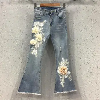 Summer Fall Casual Designer Women Flower Stretch Skinny Flare Denim Trousers , Autumn Woman Elastic High Waisted Jeans Pants
Summer Fall Casual Designer Women Flower Stretch Skinny Flare Denim Trousers , Autumn Woman Elastic High Waisted Jeans Pants
