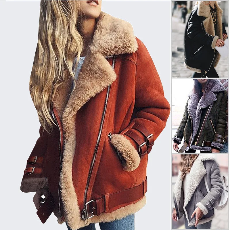 Fall / winter 2018 new long-sleeved motorcycle deerskin cashmere imitation lamb wool plus velvet padded women's jacket
Fall / winter 2018 new long-sleeved motorcycle deerskin cashmere imitation lamb wool plus velvet padded women's jacket