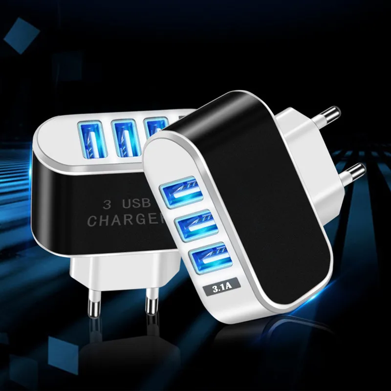 Universal 3 USB black Quick charge 5V 3.1A for Iphone EU US Plug Mobile Phone Fast charger charging for redmi adapter plug
Universal 3 USB black Quick charge 5V 3.1A for Iphone EU US Plug Mobile Phone Fast charger charging for redmi adapter plug
