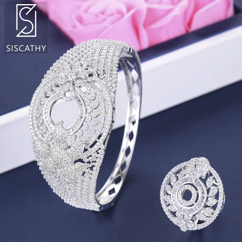 SISCATHY Trendy Plant Branch Shape Cubic Zirconia Inlaid Dubai Nigerian Bracelet Ring Wedding Engagement Jewelry Set
SISCATHY Trendy Plant Branch Shape Cubic Zirconia Inlaid Dubai Nigerian Bracelet Ring Wedding Engagement Jewelry Set