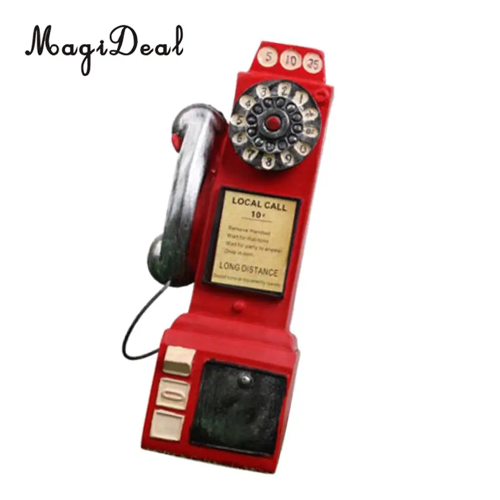 Vintage Rotary Phone Piggy Bank Home Office Desk Display Resin Crafts Tabletop Centerpieces Collectible Figurines Ornaments Gift