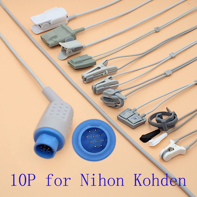 Compatible Nihon Kohden BSM1101/2101/3101/7100/7200/8200 10pin Spo2 sensor cable for adult/pediatric/child/Neonate/veterinary.
Compatible Nihon Kohden BSM1101/2101/3101/7100/7200/8200 10pin Spo2 sensor cable for adult/pediatric/child/Neonate/veterinary.