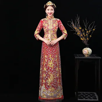 Long Sleeve Chinese Traditional Wedding Dress Women Phoenix Embroidery Cheongsam Red Qipao Evening Gown China Bride Traditions
Long Sleeve Chinese Traditional Wedding Dress Women Phoenix Embroidery Cheongsam Red Qipao Evening Gown China Bride Traditions