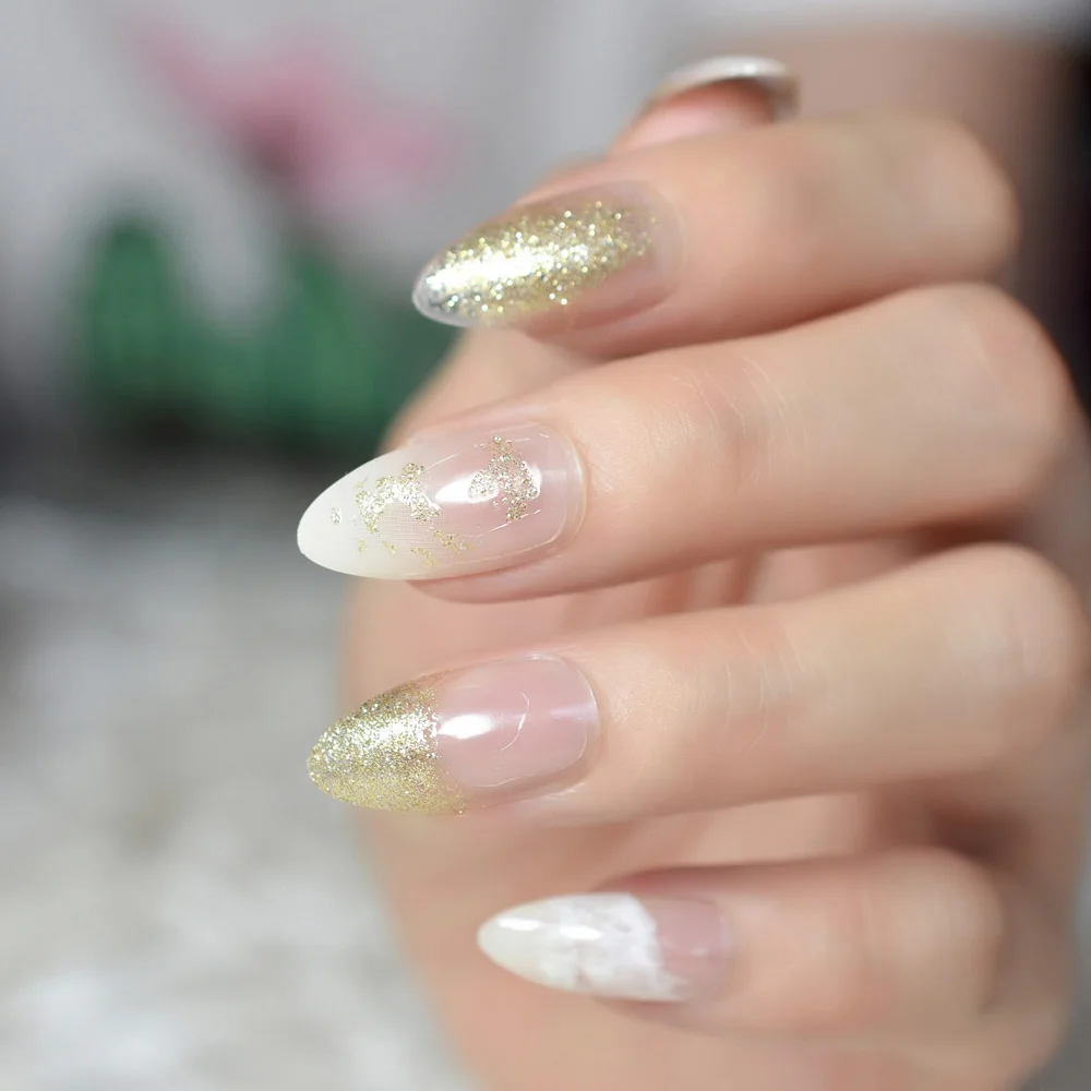 Pointed Stiletto White Jade French False Nail Art Tips Gold Glitter Clear Oval Almond Fake Nails Press Daily Wear Finger Tips
Pointed Stiletto White Jade French False Nail Art Tips Gold Glitter Clear Oval Almond Fake Nails Press Daily Wear Finger Tips