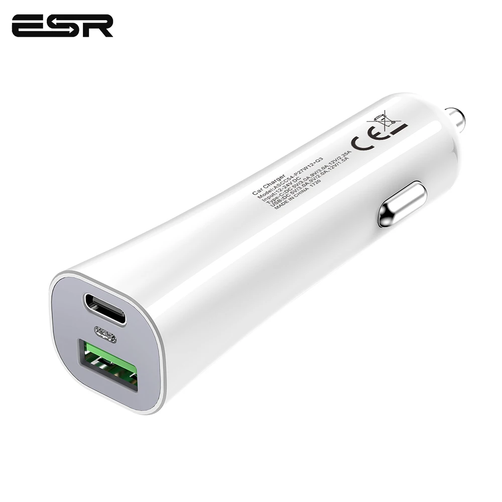 ESR Quick Charge 3.0 & PD Car Charger for Smart Phone/Tablet Dual Ports Type C & USB Fast Charging Adapter Mini Usb Car Charger
ESR Quick Charge 3.0 & PD Car Charger for Smart Phone/Tablet Dual Ports Type C & USB Fast Charging Adapter Mini Usb Car Charger