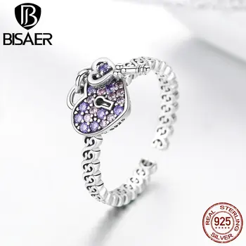BISAER Love Key Ring 925 Sterling Silver Purple CZ Love Heart Key Adjustable Finger Rings for Women Wedding Jewelry Anel ECR486
BISAER Love Key Ring 925 Sterling Silver Purple CZ Love Heart Key Adjustable Finger Rings for Women Wedding Jewelry Anel ECR486