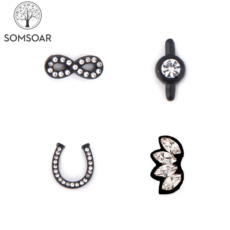 Somsoar Jewelry infinity &amplotus&amphorseshoe Charms With White Crystal Slide fit 10mm wide Mesh Bracelet as Gift 10pcs/lot | Украшения и