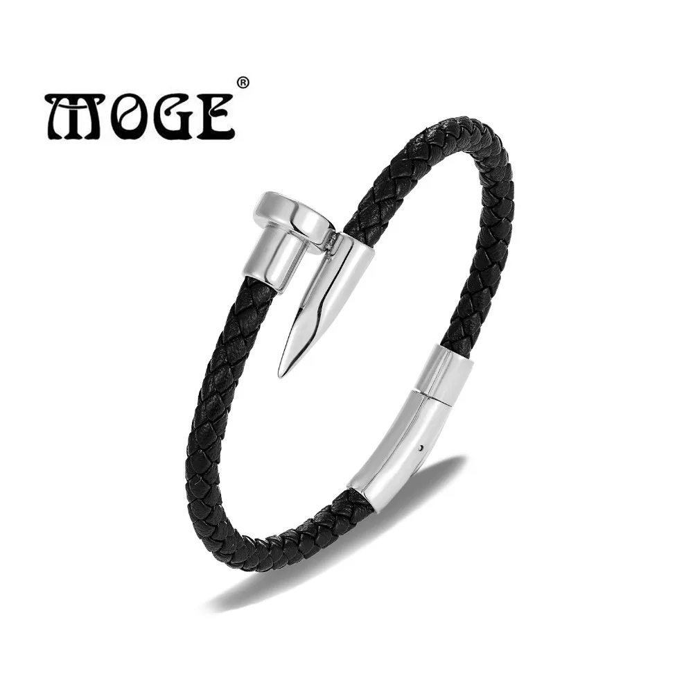 MOGE Trendy Genuine Leather Bracelet Men Cool Stainless Steel Nail Bracelets&Bangles for Men Bracelets Jewelry
MOGE Trendy Genuine Leather Bracelet Men Cool Stainless Steel Nail Bracelets&Bangles for Men Bracelets Jewelry