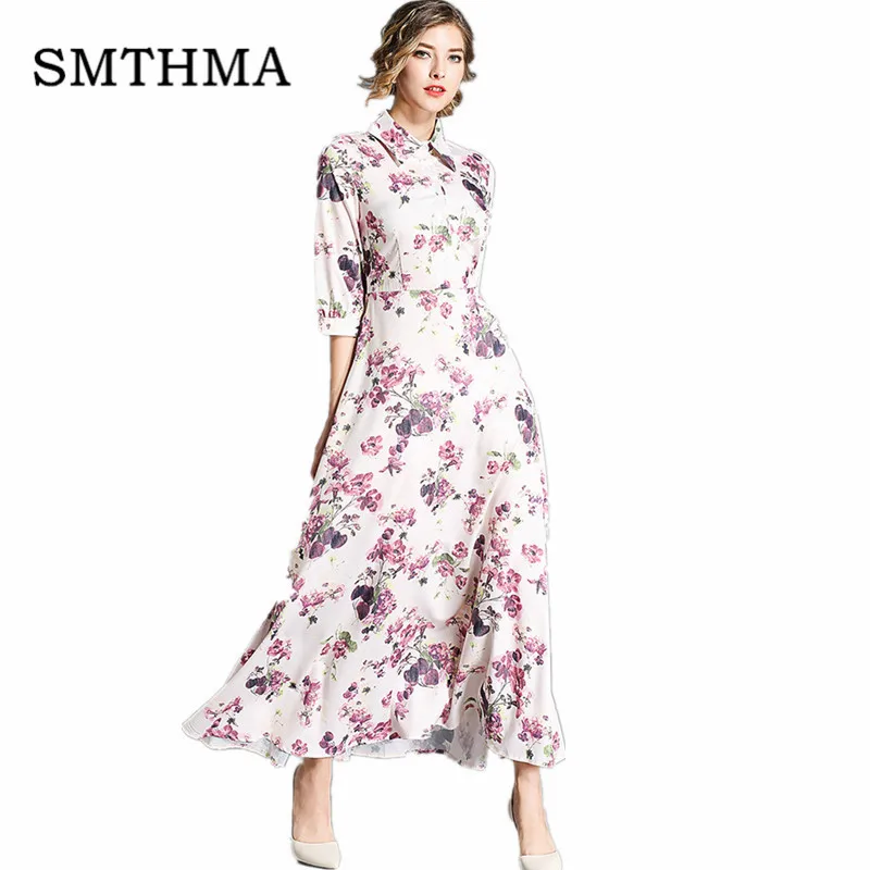 SMTHMA Spring Women European Style 2019 New arrival Turn-down Collar Print Elegant Runway Dress women Chic Long dress vestidos
SMTHMA Spring Women European Style 2019 New arrival Turn-down Collar Print Elegant Runway Dress women Chic Long dress vestidos