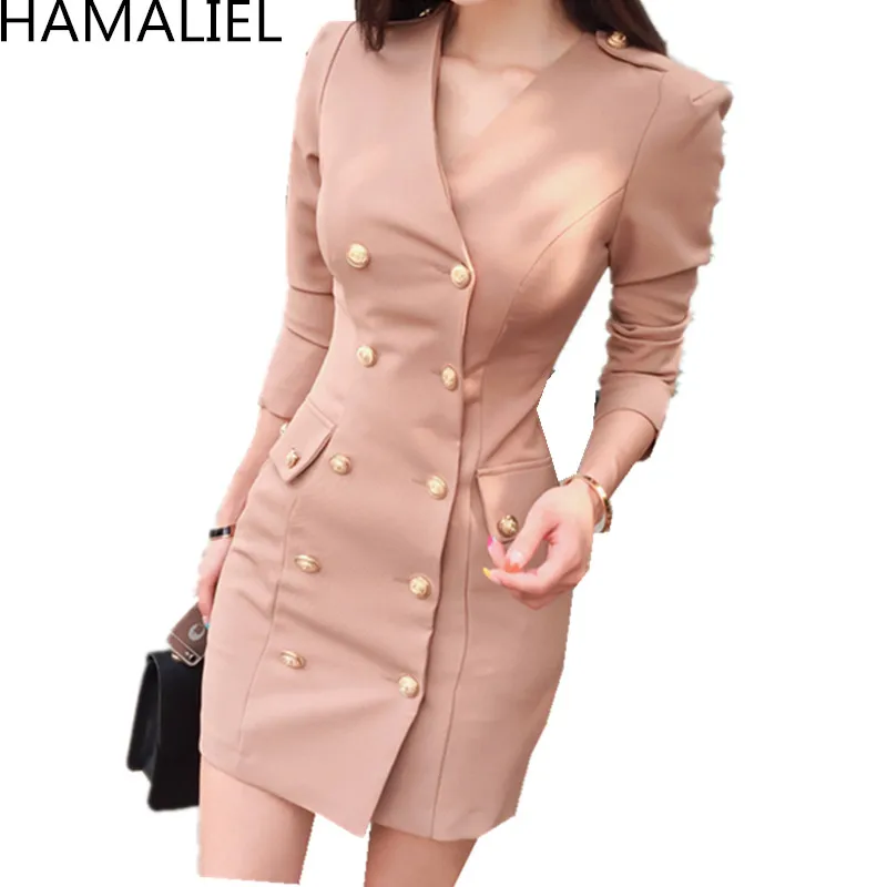 HAMALIEL 2018 Sexy V Neck Sheath Blazer Women Office Dress Autumn Double-Breasted Long Sleeve Bodcyon Pencil Short Work Dress
HAMALIEL 2018 Sexy V Neck Sheath Blazer Women Office Dress Autumn Double-Breasted Long Sleeve Bodcyon Pencil Short Work Dress