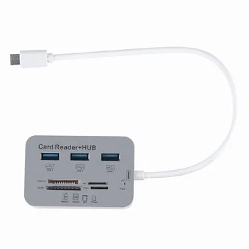 

Slim 3-Port Type-C USB3.0/3.1 Super Speed 5Gbps HUB DC5V Card Reader With LED High speed transmission 64#