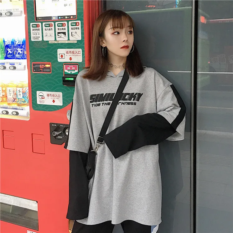 Autumn Fashion T Shirt Woman Tee Shirts Korean Ulzzang Harajuku Printed Fake 2 Piece Long Sleeve Patchwork T-shirt Female Tops
Autumn Fashion T Shirt Woman Tee Shirts Korean Ulzzang Harajuku Printed Fake 2 Piece Long Sleeve Patchwork T-shirt Female Tops