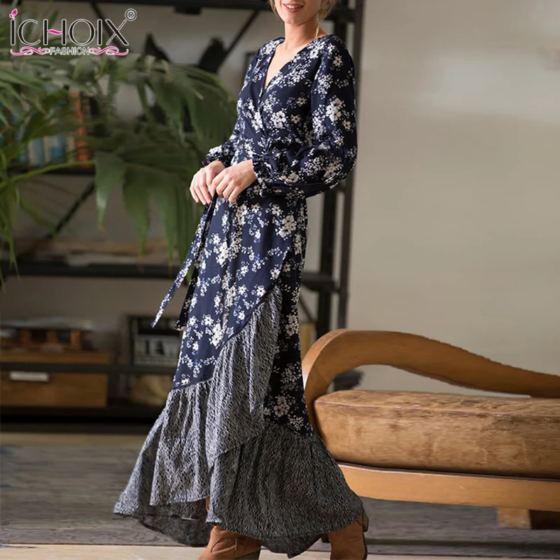 2019 Spring Long Sleeve Wrap Maxi Dress Women Floral Print Elegant Party Long Dress Ruffles Sexy Bohemian Floor Length Dresses
2019 Spring Long Sleeve Wrap Maxi Dress Women Floral Print Elegant Party Long Dress Ruffles Sexy Bohemian Floor Length Dresses