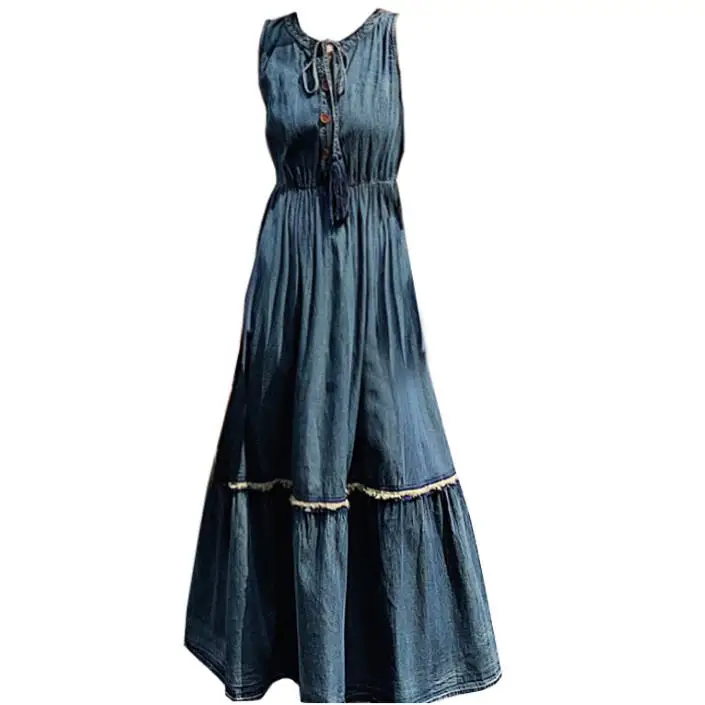 Vintage Summer Tank Dress 2019 High Waist Denim women O-Neck Swing Hem A-line Elegant Sundress Dress
Vintage Summer Tank Dress 2019 High Waist Denim women O-Neck Swing Hem A-line Elegant Sundress Dress
