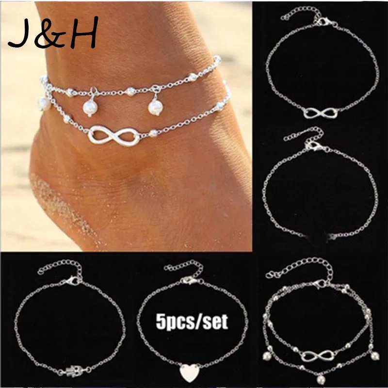 5 Pcs/lot Women Vintage Antique Anklet Pearl Heart Infinite Bohemian Ankle Bracelet For Girls Party Summer Beach Accessories
5 Pcs/lot Women Vintage Antique Anklet Pearl Heart Infinite Bohemian Ankle Bracelet For Girls Party Summer Beach Accessories