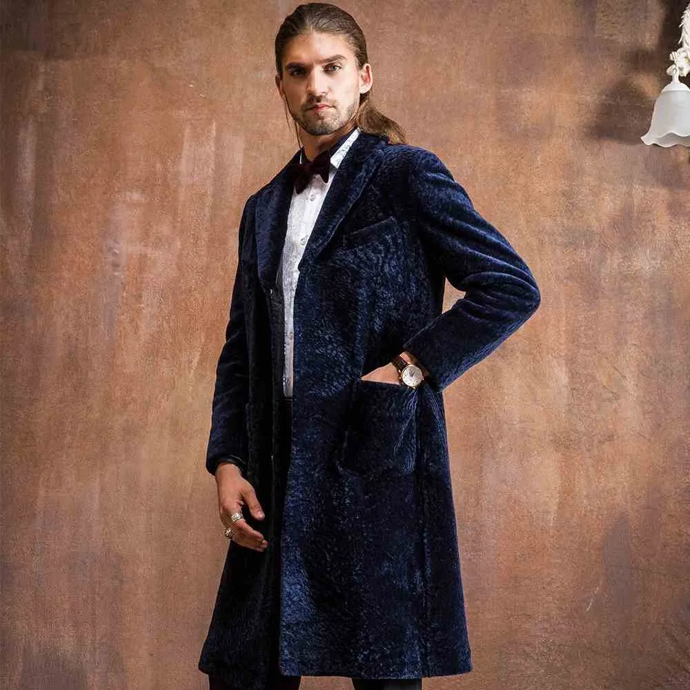 Мужская куртка из овчины с отворотом овечьей шерсти пиджак для джентльмена