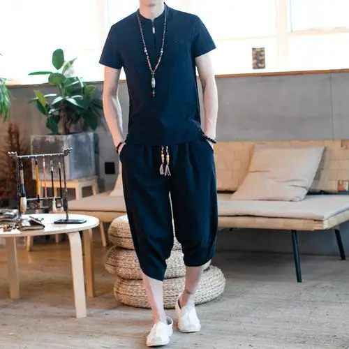 Loldeal Summer Suit Chinese Traditional Embroidery Set Men's Cotton Embroidery Two-piece T-shirt Shorts
Loldeal Summer Suit Chinese Traditional Embroidery Set Men's Cotton Embroidery Two-piece T-shirt Shorts