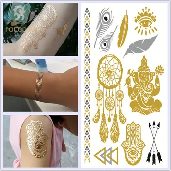 VT331/New 2015 Waterproof metallic flash temporary gold elephant dramcatcher feather tattoo sticker
VT331/New 2015 Waterproof metallic flash temporary gold elephant dramcatcher feather tattoo sticker