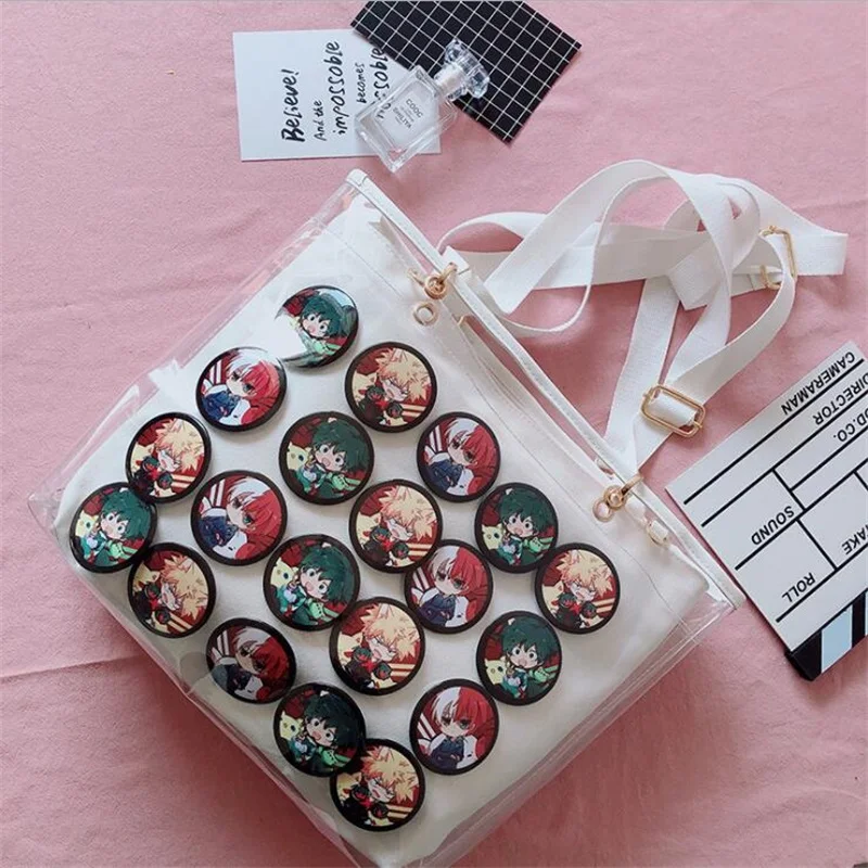Japanese Anime Cosplay Double-sided Transparent Jelly Itabag Cute Lolita Canvas Shoulder Messenger Bag Women JK Uniform Handbag
Japanese Anime Cosplay Double-sided Transparent Jelly Itabag Cute Lolita Canvas Shoulder Messenger Bag Women JK Uniform Handbag