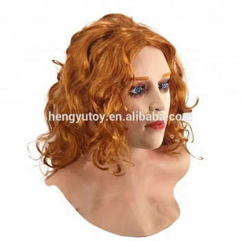 Adult Woman Realistic Female Movie Girl Latex Sexy Mask Disguise Mask with Scarlet Hair 
Adult Woman Realistic Female Movie Girl Latex Sexy Mask Disguise Mask with Scarlet Hair