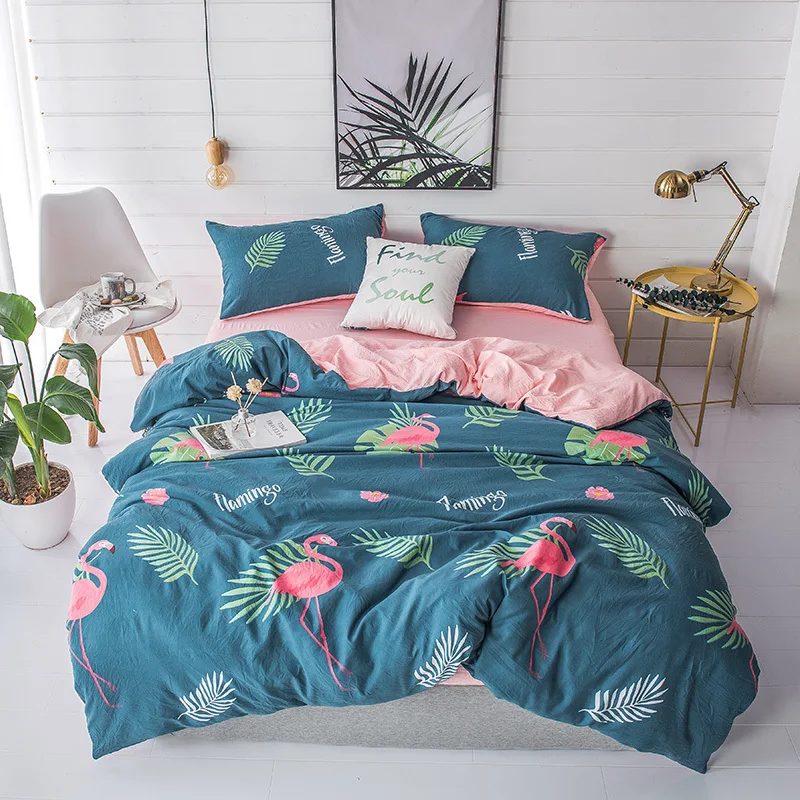 Zestaw pościeli jednoosobowej i dwuosobowej: kołdra, poszewka na poduszkę i prześcieradło, motyw kaktusa, w kolorach niebieskim i różowym - Wianko - 25