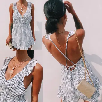 Women Clubwear Holiday Summer Mini Jumpsuit Sleeveless Backlesss Ruffles V neck Playsuit Romper Beach Shorts
Women Clubwear Holiday Summer Mini Jumpsuit Sleeveless Backlesss Ruffles V neck Playsuit Romper Beach Shorts