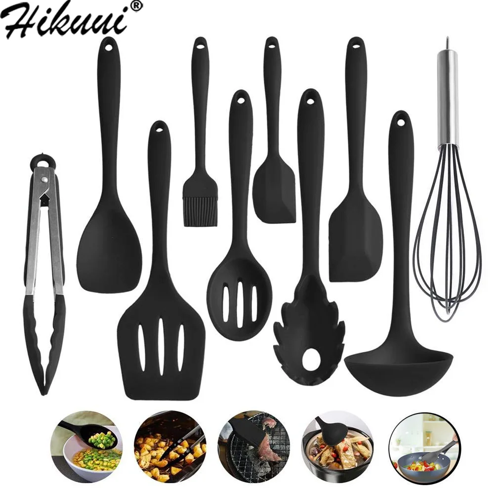 Kitchen Silicone Cooking Tools 10pcs Utensils Spoon Spatula Brush Turner Tongs Pasta Fork Heat-Resistant Non-Stick Kitchen Tools
Kitchen Silicone Cooking Tools 10pcs Utensils Spoon Spatula Brush Turner Tongs Pasta Fork Heat-Resistant Non-Stick Kitchen Tools