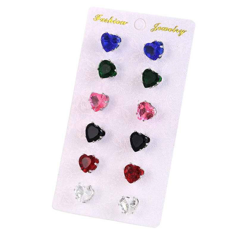 New 6Pair / set Colorful Crystal Earrings 8mm Cubic Zircon Stud Earrings For Women Brincos Bijoux Fashion Jewelry
New 6Pair / set Colorful Crystal Earrings 8mm Cubic Zircon Stud Earrings For Women Brincos Bijoux Fashion Jewelry