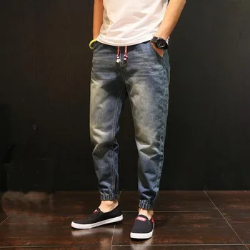 Male Jeans Male Beamed Drawstring Harem jeans Men Washed Elastic waist Jeans Distressed Holes Jeans Denim Pants Size 28-42
Male Jeans Male Beamed Drawstring Harem jeans Men Washed Elastic waist Jeans Distressed Holes Jeans Denim Pants Size 28-42