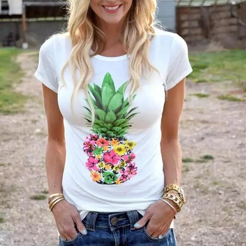 2018 Summer Tops Short Beach Women T-shirt Pineapple Fruit Printing Casual Chiffon Casual Tops Tee Shirts
2018 Summer Tops Short Beach Women T-shirt Pineapple Fruit Printing Casual Chiffon Casual Tops Tee Shirts