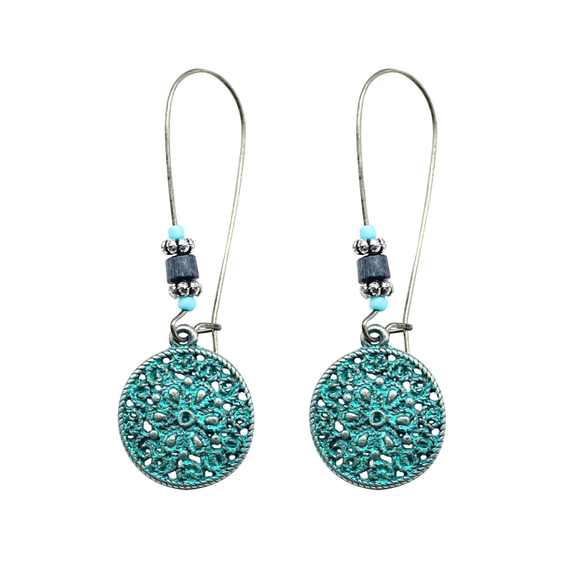 Retro Bohemian Circular Hollowed Decorative Pattern Drop Earring Personalized Long A Hook Dangle Earrings For Women Jewelry Gift 
Retro Bohemian Circular Hollowed Decorative Pattern Drop Earring Personalized Long A Hook Dangle Earrings For Women Jewelry Gift