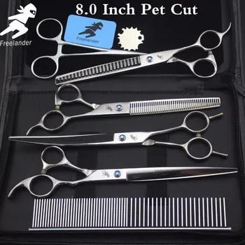 8 "Professional pet grooming kit, direct and thinning scissors and curved pieces 4 pieces. Bright White Scissors
8 "Professional pet grooming kit, direct and thinning scissors and curved pieces 4 pieces. Bright White Scissors