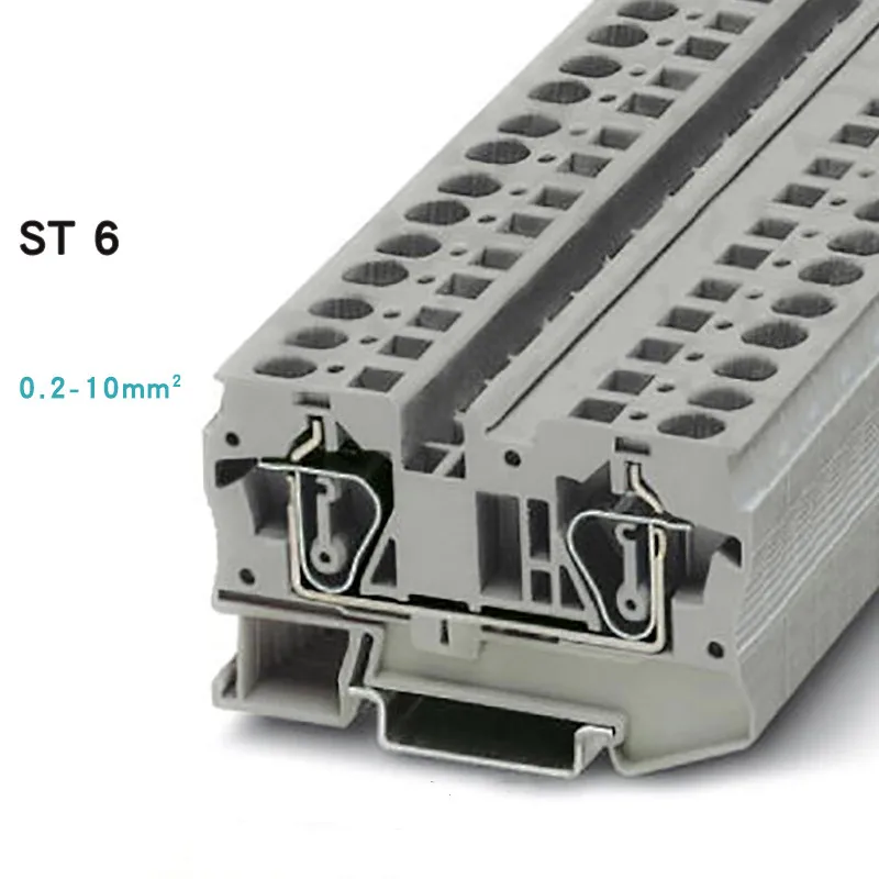 10pcs Phoenix Type ST6 20-8 AWG Fast Wiring Contductor Connector United Din Rail Modular Push in Screwless Terminal Block ST-6
10pcs Phoenix Type ST6 20-8 AWG Fast Wiring Contductor Connector United Din Rail Modular Push in Screwless Terminal Block ST-6