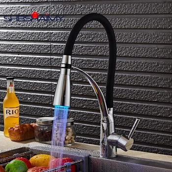 Chrome Polished Kitchen Faucet with LED Fuction Deck Mounted Hot Cold Crane for Sink Taps Pull Down Any Derection Kitchen Tap
Chrome Polished Kitchen Faucet with LED Fuction Deck Mounted Hot Cold Crane for Sink Taps Pull Down Any Derection Kitchen Tap