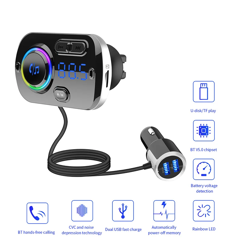 New Bluetooth Car Charger Wireless Bluetooth MP3 Player Hands-Free Calling Car Kit Support 2 Mobile Phones Connection
New Bluetooth Car Charger Wireless Bluetooth MP3 Player Hands-Free Calling Car Kit Support 2 Mobile Phones Connection