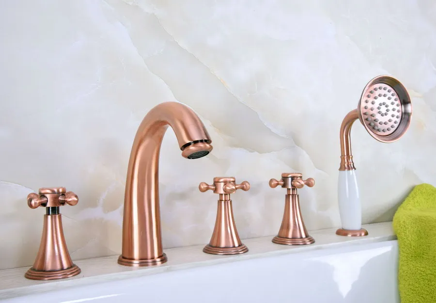 Antique Red Copper Brass Deck 5 Holes Bathtub Mixer Faucet Handheld Shower Widespread Bathroom Faucet Set Basin Water Tap atf204
Antique Red Copper Brass Deck 5 Holes Bathtub Mixer Faucet Handheld Shower Widespread Bathroom Faucet Set Basin Water Tap atf204