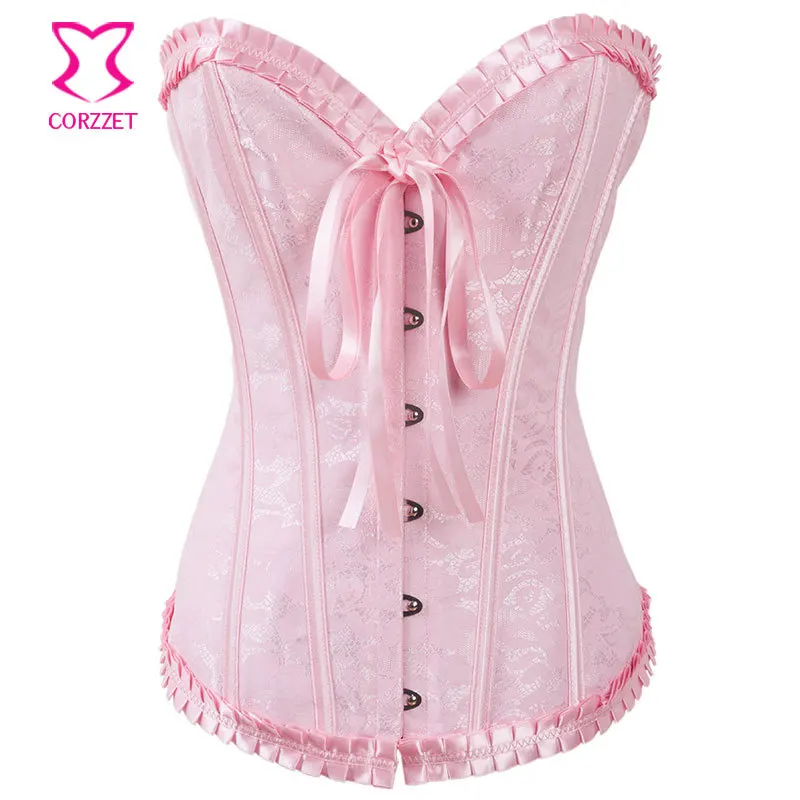 Sexy Overbust Pink Jacquard Corsets and Bustiers Burlesque Women Corselet Corpete Ladies' Gothic Corset Bustier Top
Sexy Overbust Pink Jacquard Corsets and Bustiers Burlesque Women Corselet Corpete Ladies' Gothic Corset Bustier Top