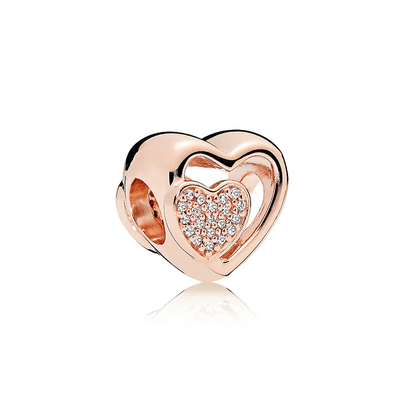 925 Sterling-Silver Rose Gold Best Friends heart-shaped mosaic CZ beads Fits Pandora charm bracelet Diy Jewelry Making
925 Sterling-Silver Rose Gold Best Friends heart-shaped mosaic CZ beads Fits Pandora charm bracelet Diy Jewelry Making