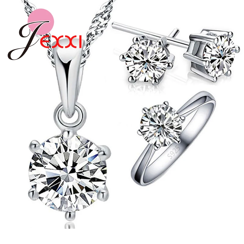 Woman's Birthday Gift Wedding Jewelry Set Fashion 925 Sterling Silver Crystal Necklace Ring Earring 3 pcs/set Free Shipping
Woman's Birthday Gift Wedding Jewelry Set Fashion 925 Sterling Silver Crystal Necklace Ring Earring 3 pcs/set Free Shipping