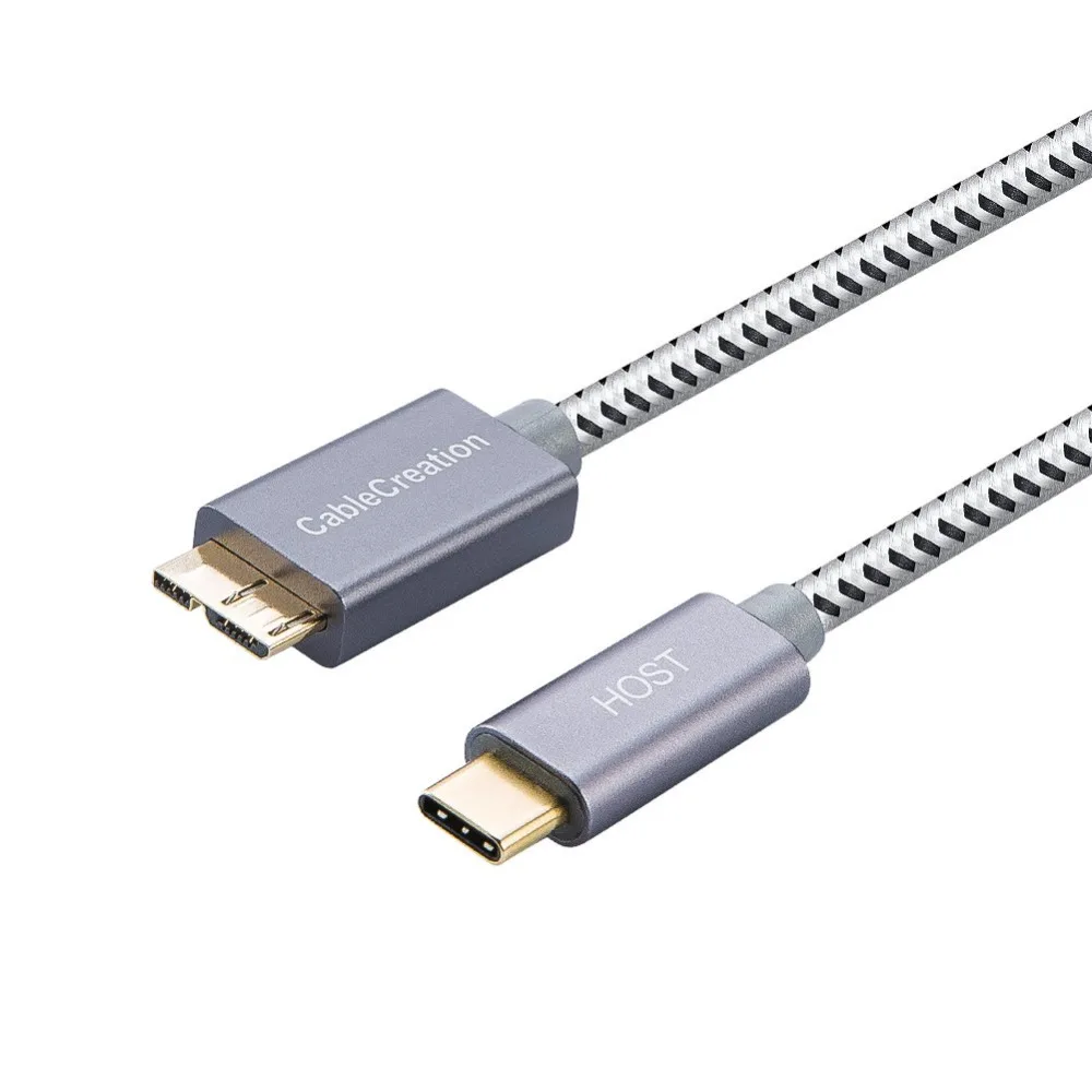 USB 3.1 Type C Male to USB 3.0 Micro B Male Cable Cord 3ft White
