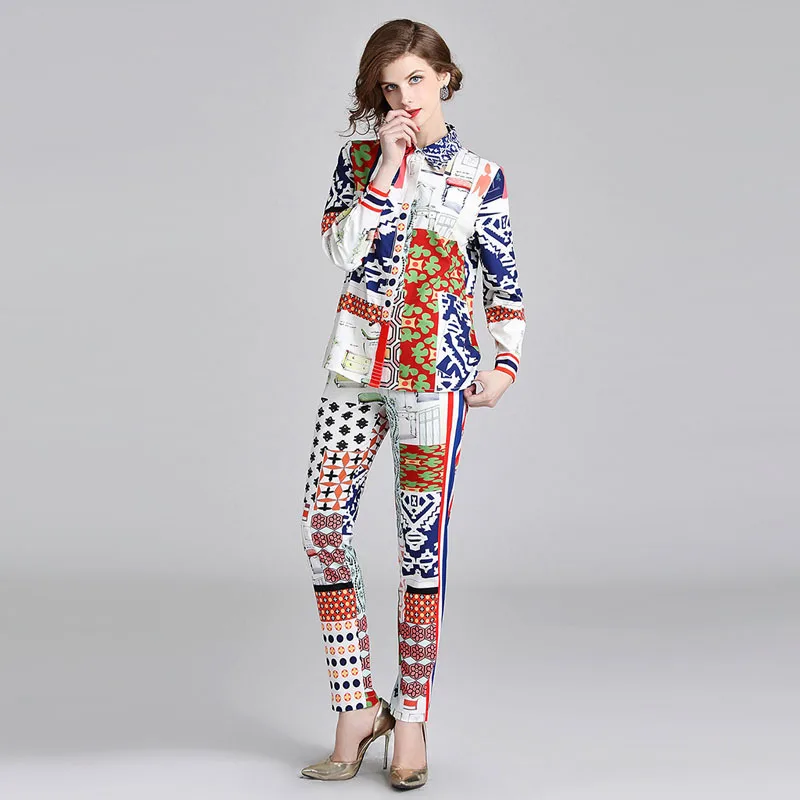 Blouse + Pants Set Spring Women's Wear 2019 Fashion Flip-collar Long Sleeve Printed Shirt + Temperament Trousers Suit
Blouse + Pants Set Spring Women's Wear 2019 Fashion Flip-collar Long Sleeve Printed Shirt + Temperament Trousers Suit