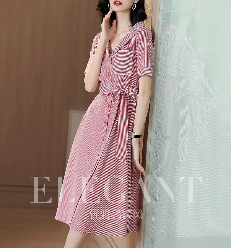 Striped shirt dress in the long temperament 2019 new summer casual waist - cinching a-line skirt
Striped shirt dress in the long temperament 2019 new summer casual waist - cinching a-line skirt