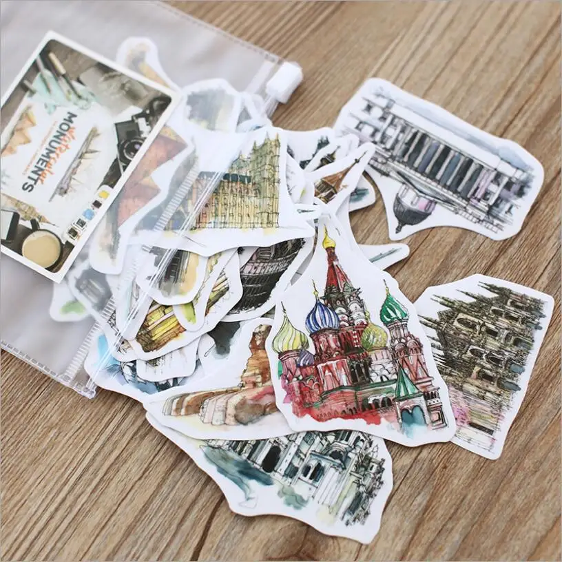 42pcs/lot Watercolor Hand drawn world Architecture paper Stickers Adhesive Stickers Scrapbooking DIY Decoration Diary Stickers
42pcs/lot Watercolor Hand drawn world Architecture paper Stickers Adhesive Stickers Scrapbooking DIY Decoration Diary Stickers